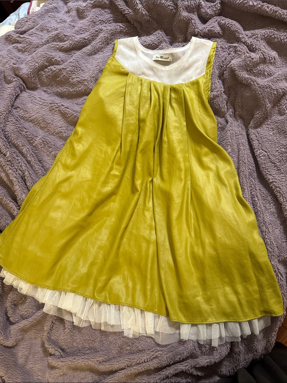 Children's Lime Green Sleeveless Dress with White Yoke